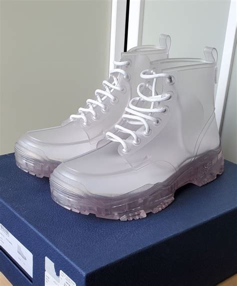 dior translucent white high top rubber boots|Dior Men's Transparent High.